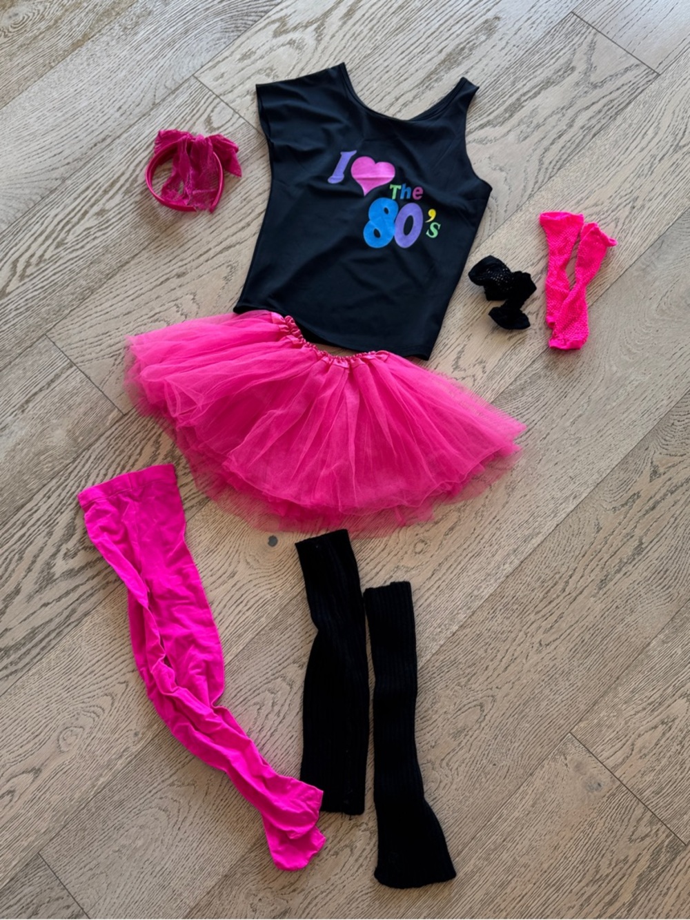 Kids 80s Inspired Black & Hot Pink Tutu Costume